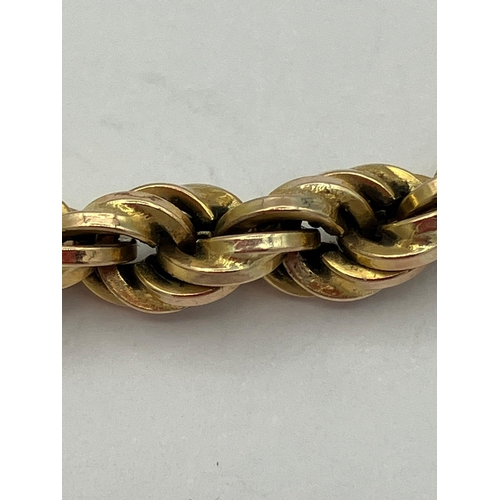 132 - 9 carat yellow GOLD ROPE BRACELET. Full UK hallmark 7.9 grams. 19 cm.