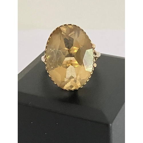 14 - Fabulous 8 carat oval cut CITRINE set in a 9 carat yellow GOLD RING. The ring having a beautiful Reg... 