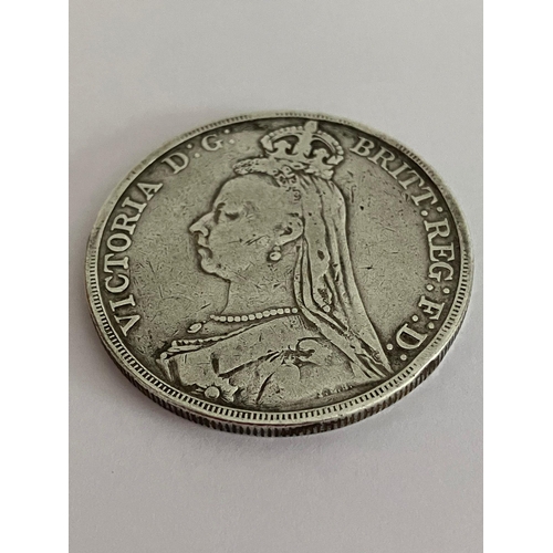 153 - SILVER VICTORIAN CROWN 1889 in Very Fine Condition.