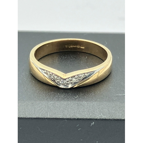 160 - Beautiful 9 carat YELLOW GOLD and DIAMOND RING having DIAMONDS set in WHITE GOLD in wishbone style. ... 