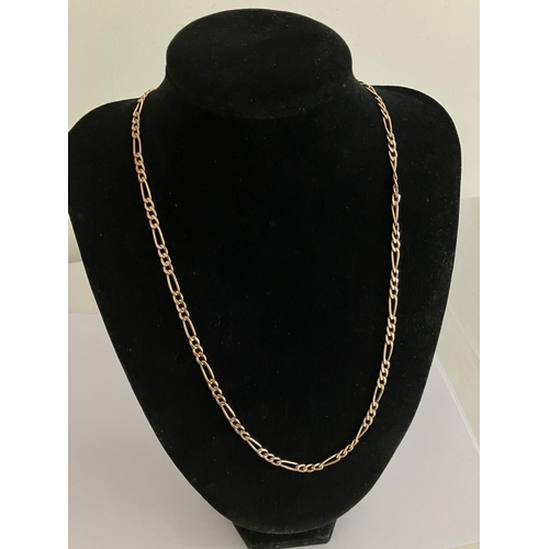 167 - Hallmarked 9 carat YELLOW GOLD FIGARO LINK NECKLACE. 5.83 grams.50 cm.