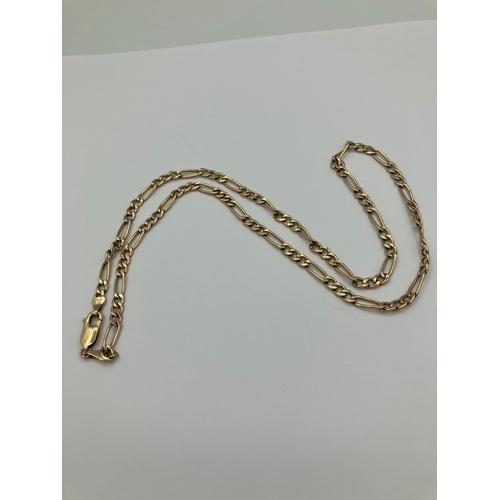 167 - Hallmarked 9 carat YELLOW GOLD FIGARO LINK NECKLACE. 5.83 grams.50 cm.