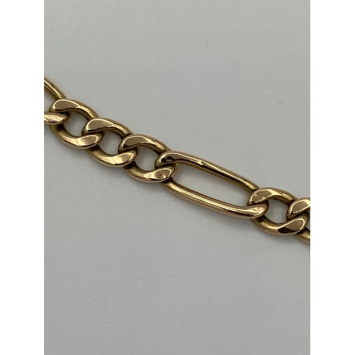 167 - Hallmarked 9 carat YELLOW GOLD FIGARO LINK NECKLACE. 5.83 grams.50 cm.