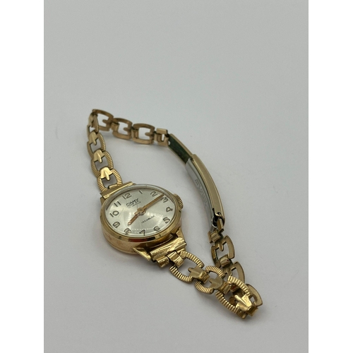 259 - Ladies Vintage CAMY 9 CARAT GOLD WRISTWATCH . Having 17 jewels with manual winding. Rolled Gold Brac... 