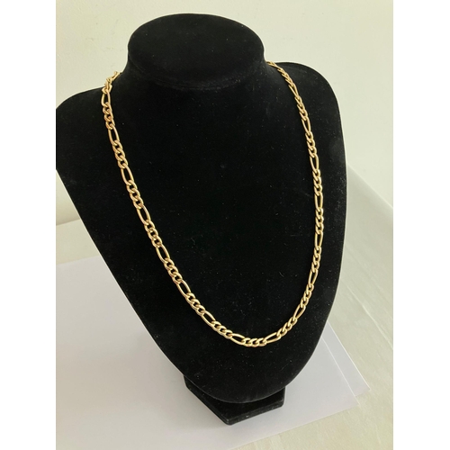 385 - 9 carat YELLOW GOLD FIGARO CHAIN NECKLACE. Full UK hallmark. 10.23 grams. 50 cm.