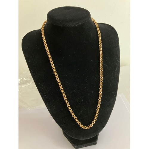 406 - 9 carat YELLOW GOLD BELCHER LINK NECKLACE. Full UK hallmark. 11 grams. 50 cm.