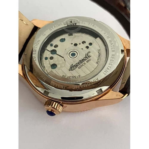 84 - Gentlemans INGERSOLL AUTOMATIC SKELETON WRISTWATCH Finished in gold tone over stainless steel, Havin... 