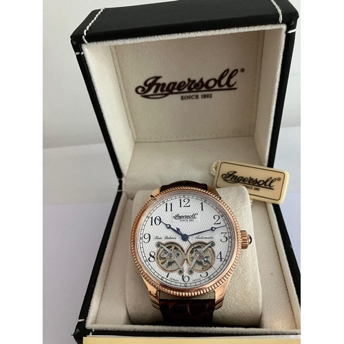 84 - Gentlemans INGERSOLL AUTOMATIC SKELETON WRISTWATCH Finished in gold tone over stainless steel, Havin... 