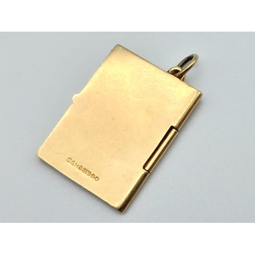 462 - 9K YELLOW GOLD POST OFFICE SAVINGS BOOK CHARM / PENDANT WHICH OPENS TO REVEAL THE SAVINGS ENTRIES 2.... 