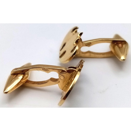 19 - 18K YELLOW GOLD BATMAN HANDMADE CUFFLINKS. TOTAL WEIGHT 7.6G