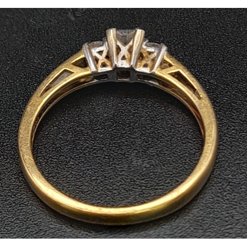 81 - 18K YELLOW GOLD, DIAMOND 3 STONE, RING. 0.50CT TOTL DIAMONDS.  0.35T MAIN CENTRE STONE. TOTAL WEIGHT... 