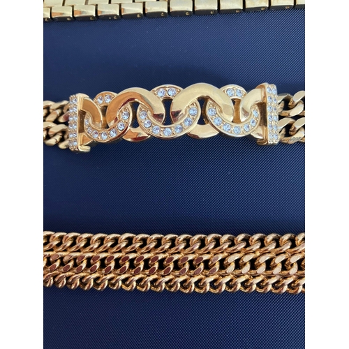 256 - Selection of better quality Gold Tone Bracelets to include Gold plated, Jewelled, etc.