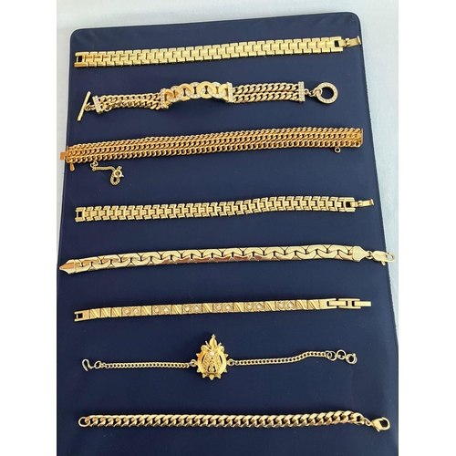 256 - Selection of better quality Gold Tone Bracelets to include Gold plated, Jewelled, etc.