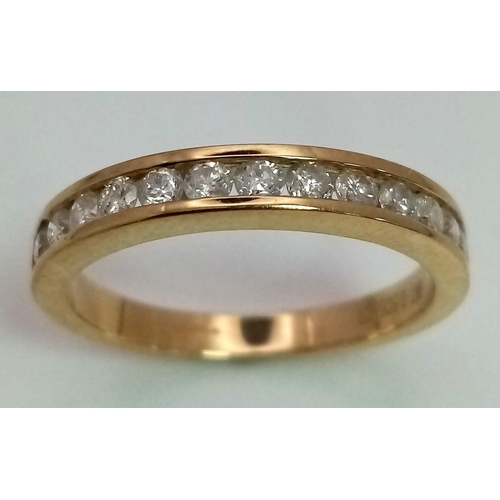 285 - A 9K YELLOW GOLD DIAMOND SET 1/2 ETERNITY RING 0.50CT 2.5G SIZE O