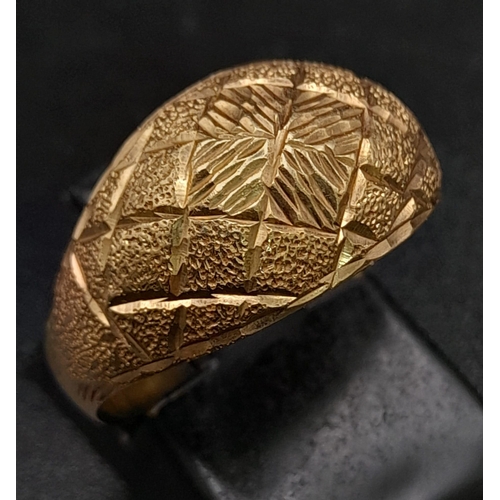 257 - 14K YELLOW GOLD RING. TOTAL WEIGHT 3.3G.  SIZE M