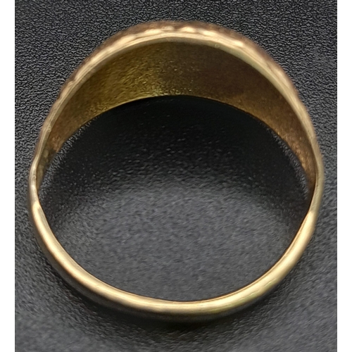 257 - 14K YELLOW GOLD RING. TOTAL WEIGHT 3.3G.  SIZE M