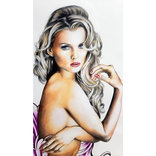 325 - A stunning framed airbrush portrait of a beautiful lady by the world renowned, award winning tattooi... 