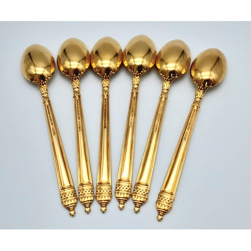 47 - A SET OF TIFFANY & CO 18K YELLOW GOLD SPOONS. SET OF 6 SPOONS. TOTAL WEIGHT 82G