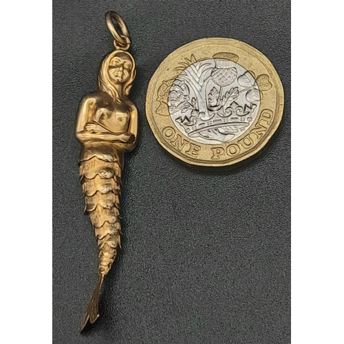 95 - 18K YELLOW GOLD ARTICULATED MERMAID PENDANT 3.3G