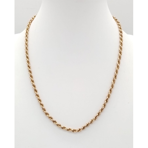 247 - AN ANTIQUE 9K GOLD TWIST CHAIN CIRCA 1890-1900.  13.6gms  40cms