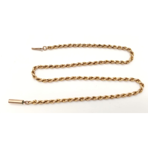 247 - AN ANTIQUE 9K GOLD TWIST CHAIN CIRCA 1890-1900.  13.6gms  40cms