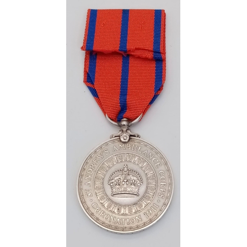 86 - A King George V Police Coronation Medal 1911, with St Andrew’s Ambulance Corps reverse, named to: Mi... 