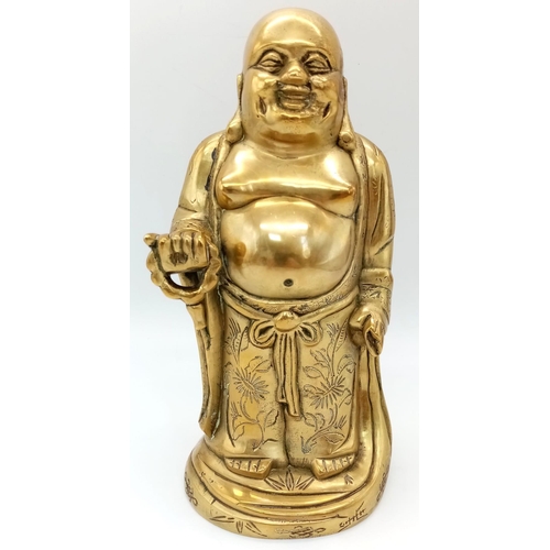 1633 - A Vintage Brass Buddha Sculpture. It has a small hole in the top of his head - perfect for an attach... 