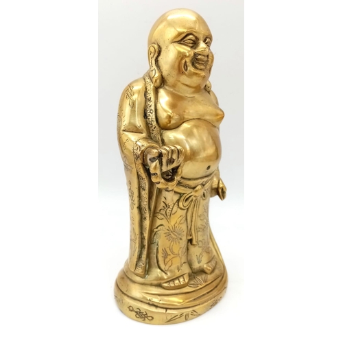 1633 - A Vintage Brass Buddha Sculpture. It has a small hole in the top of his head - perfect for an attach... 