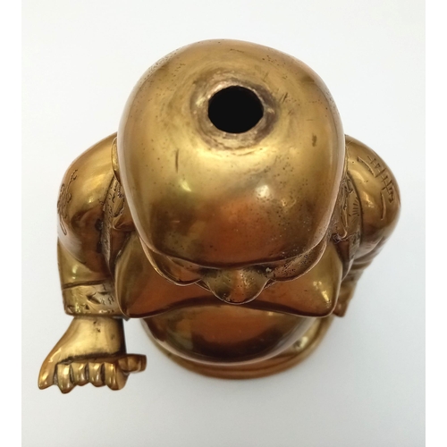 1633 - A Vintage Brass Buddha Sculpture. It has a small hole in the top of his head - perfect for an attach... 