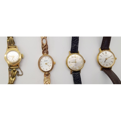 1635 - Four Vintage Ladies Watches. Including: A limit, a House of Tobin, a Rotary and a Sewice. In need of... 