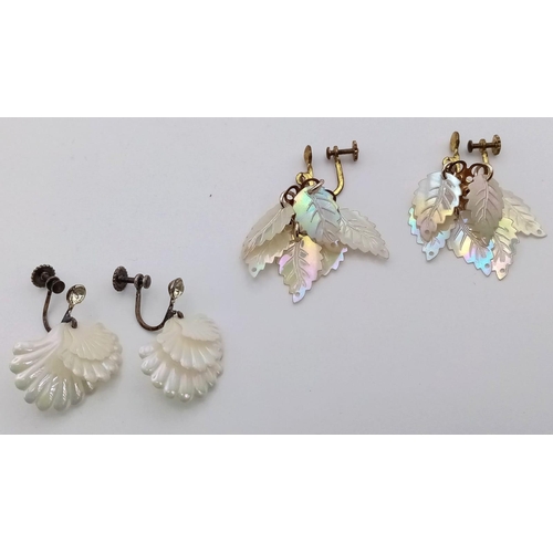 1646 - Two Delicate Pairs of Vintage Shell Decorative Earrings.