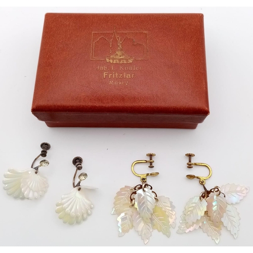 1646 - Two Delicate Pairs of Vintage Shell Decorative Earrings.