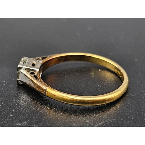 1649 - An 18K yellow gold solitaire diamond ring. Size N1/2, weight 2.5g.