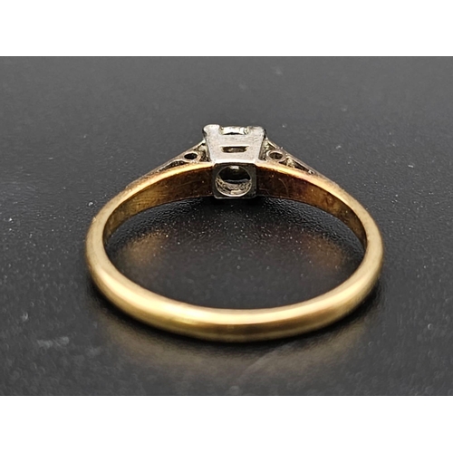 1649 - An 18K yellow gold solitaire diamond ring. Size N1/2, weight 2.5g.