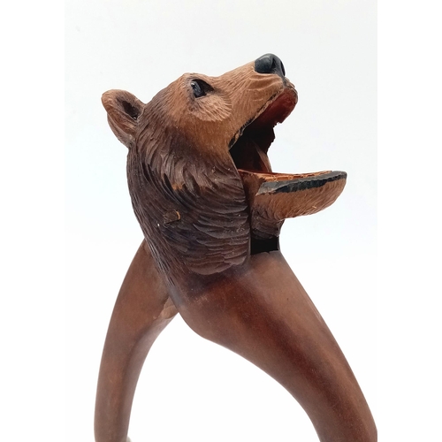 268 - A Rare Antique (Circa 1900) Black Forest Bear-Head Wood Nutcracker. 19cm