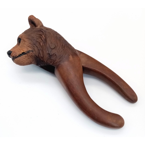 268 - A Rare Antique (Circa 1900) Black Forest Bear-Head Wood Nutcracker. 19cm