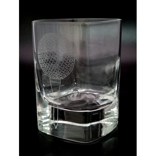 381 - A Golfing Themed Small Whiskey Decanter and Shot Glass. Comes in a fitted box - the perfect present ... 