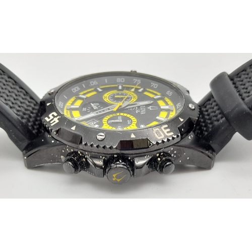 417 - A Bulova Marine Star Chronograph Gents Watch. Black rubber strap. Stainless steel case - 42mm. Black... 