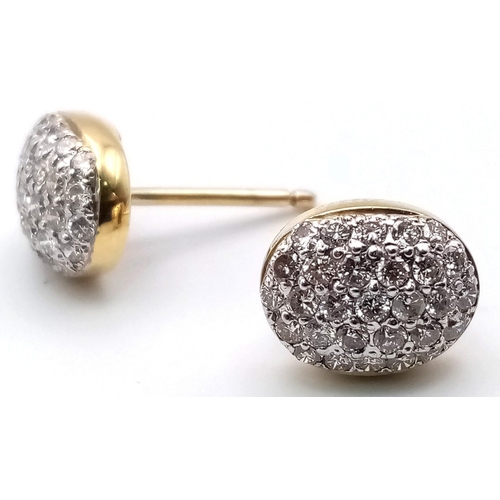 431 - 9K YELLOW GOLD DIAMOND SET STUD EARRINGS 1.20CT 4G