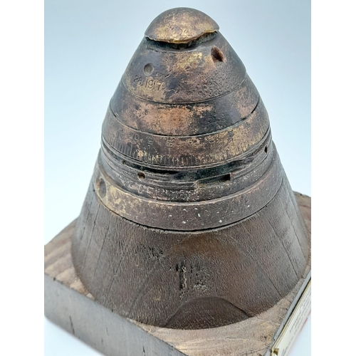 142 - INERT WW1 British 18 Pdr. Shrapnel Shell N° 80 Fuze Paper Weight. Originally found on the Ypres Batt... 