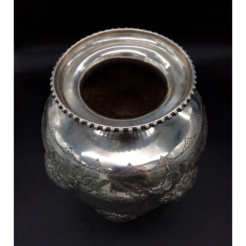 15 - A mid-20th century Iranian (Persian) silver vase, Isfahan circa 1950 by Abbas. Of rounded tapering f... 