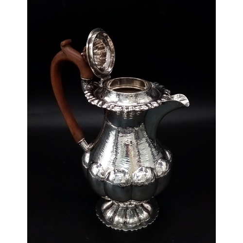 51 - An Edward VII planished silver coffee biggin, Nathan & Hayes, Chester 1909. Having a part lobed balu... 