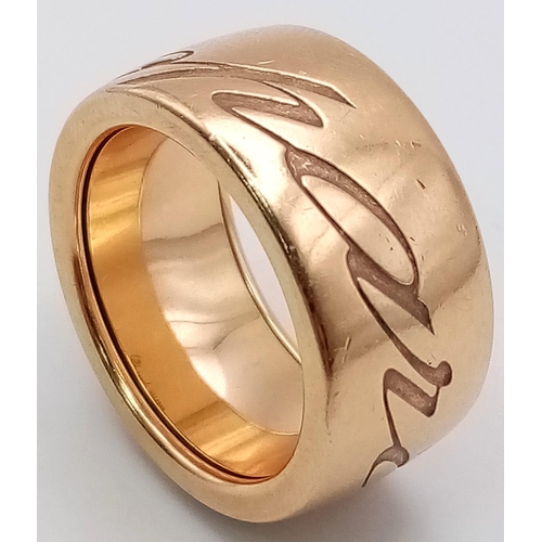 12 - 18K ROSE GOLD CHOPARD SPINNING RING. TOTAL WEIGHT  18.5G.  SIZE P