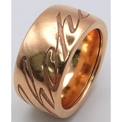 12 - 18K ROSE GOLD CHOPARD SPINNING RING. TOTAL WEIGHT  18.5G.  SIZE P