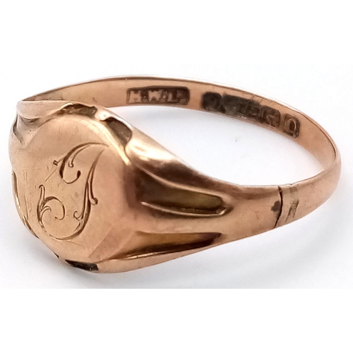 289 - A VINTAGE 9K ROSE GOLD INITIAL 