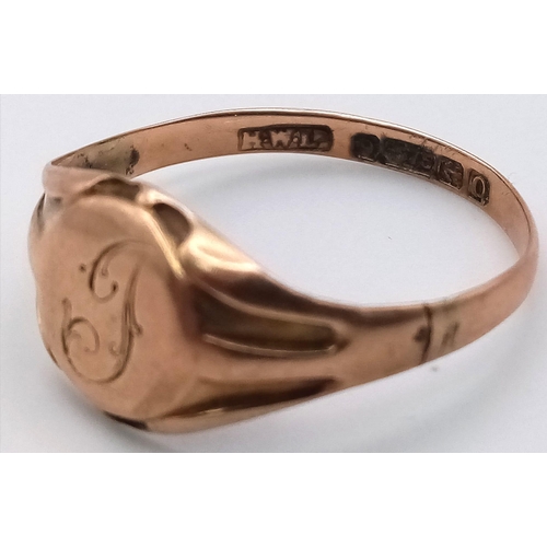 289 - A VINTAGE 9K ROSE GOLD INITIAL 