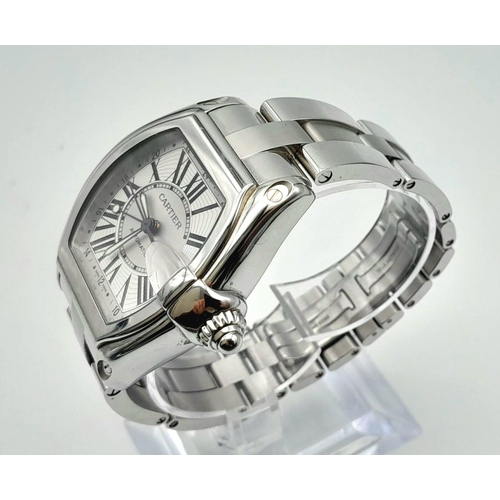 43 - A Cartier Roadster Automatic Gents Watch. Stainless steel strap and case - 40mm. Two tone silver dia... 