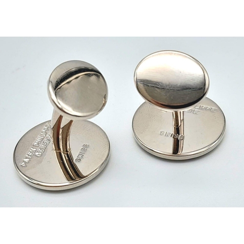 463 - A Pair of Stylish Patek Philippe 18K White Gold Cufflinks. 22.51g total weight.