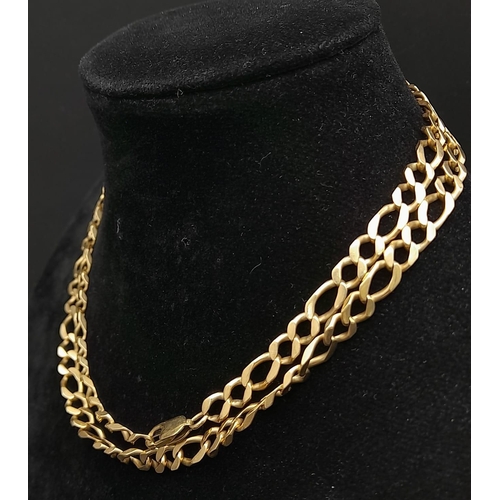 107 - 9k yellow gold figaro chain, 66cm in length, 26.5g