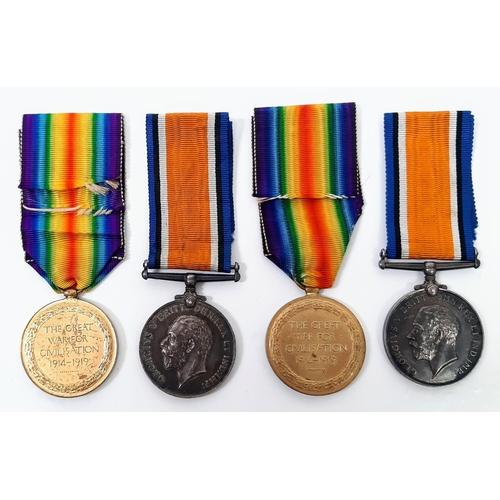 179 - A poignant family group of medals consisting of the British War Medal and Victory Medal pairs, toget... 